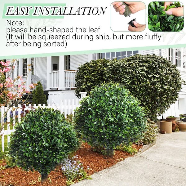 7.48 in 6-Pack Artificial Boxwood Tree UV Resistant Topiary Bushes