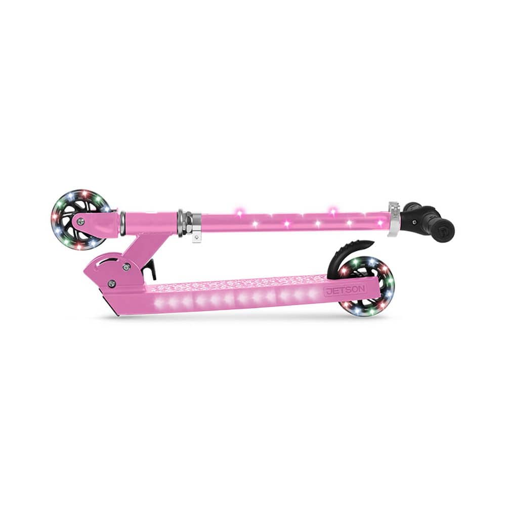 Jupiter Kick Scooter with LED Lights and Height Adjustable Handlebar Pink