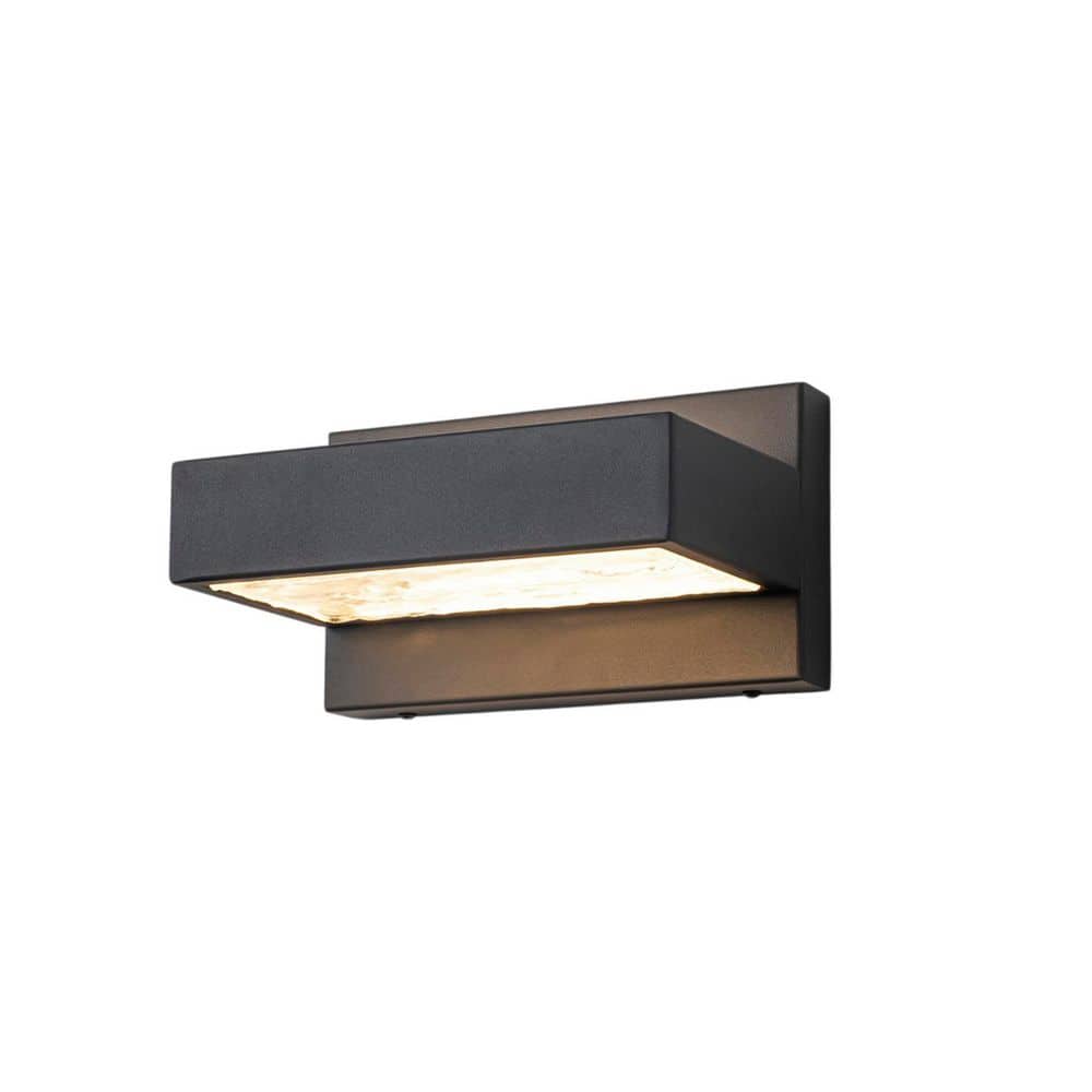 8.66 in. 1-Light Sand Black Modern Integrated LED Wall Light with Textured Water Glass Shade price history on PriceWatchPro