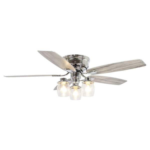 Matrix Decor 52 in. Indoor Silver Flushed Mounted Ceiling Fan with Light and Remote Control