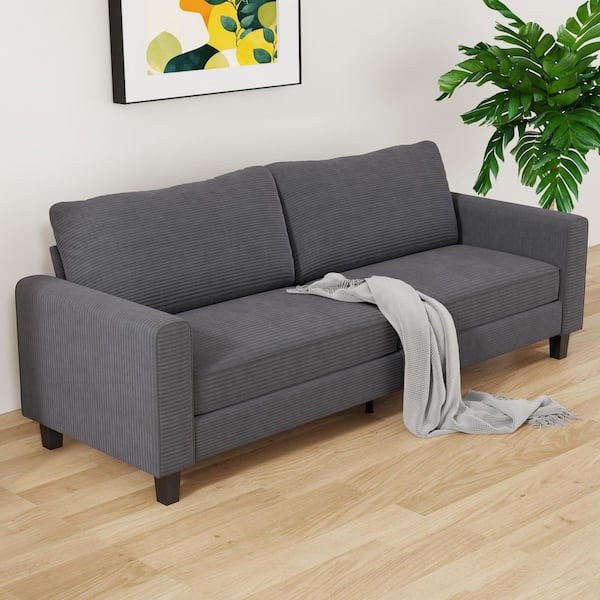 GOJANE Modern 78.7 in. Square Arm Fabric Rectangle Sofa in Gray