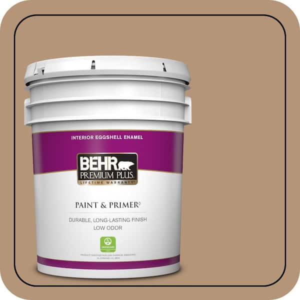 BEHR PREMIUM PLUS 5 gal. #280F-4 Burnt Almond Eggshell Enamel Low Odor Interior Paint & Primer