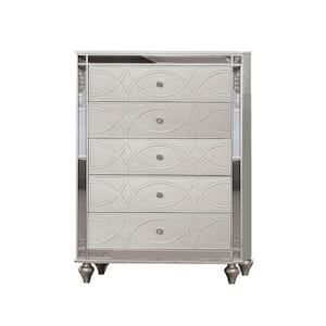 18 in. Silver 5-Drawer Wooden Chest of Drawers