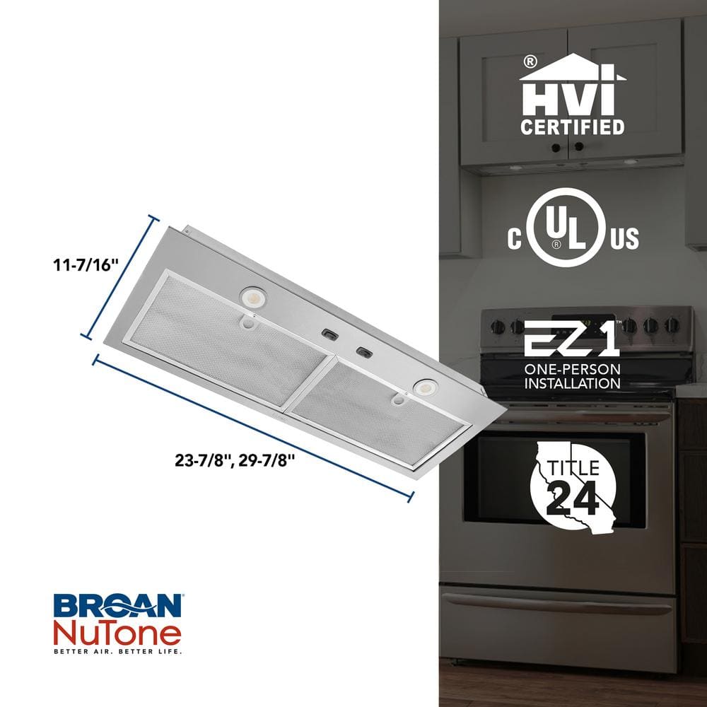24-Inch Stainless Steel Convertible Range Hood Insert with LED Lighting