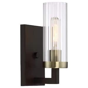 Ainsley 1-Light Aged Kingston Bronze with Brushed Brass highlights Bath Light