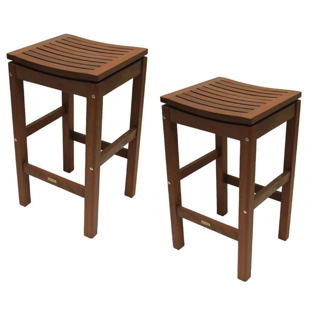 Classic Eucalyptus Brown Stain Bar Stool, Weather Resistant