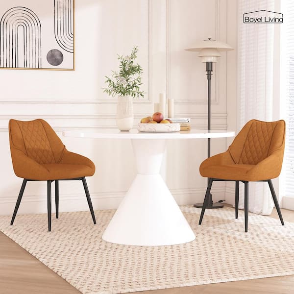 Boyel Living Yellow Fabric Diamond Shaped Soft Side Chair with Metal Legs(Set of 2)