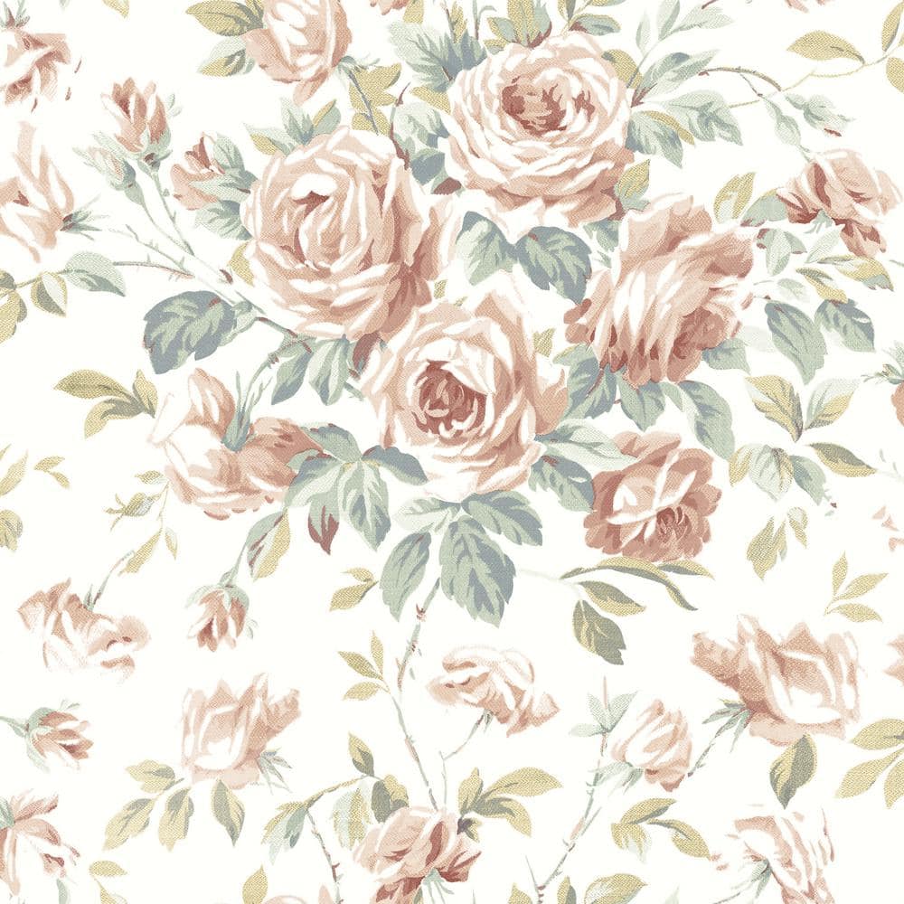 Chesapeake Manon Blush Rose Stitch Matte Pre-pasted Paper Wallpaper ...