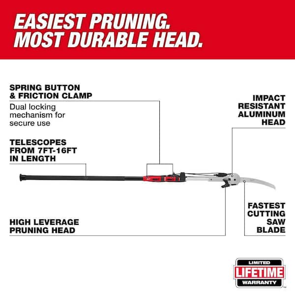 1-1/4 in. Cut Capacity, Fiberglass/Telescoping Pole 16 ft. Tree Pruner with 13 in. High Carbon Steel Blade