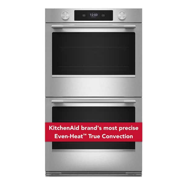 30 in. Double Electric Wall Oven with True Convection Self-Cleaning and Assisted Cooking Modes in PrintShield Stainless
