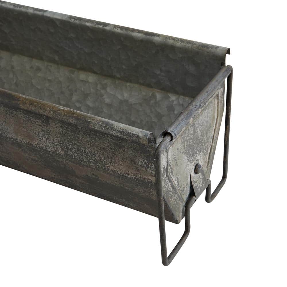Rustic Farmhouse Metal Trough with Contemporary Legs and Distressed Zinc Finish