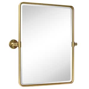 Woodvale 20 in. W x 24 in. H Small Rectangular Metal Framed Wall Mounted Bathroom Vanity Mirror in Brushed Gold