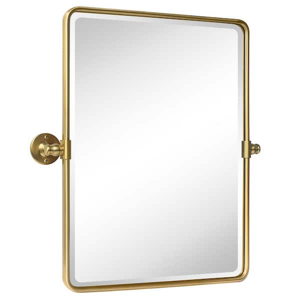 TEHOME Woodvale 19 in. W x 24 in. H Small Rectangular Metal Framed Wall Mounted Bathroom Vanity Mirror in Brushed Gold