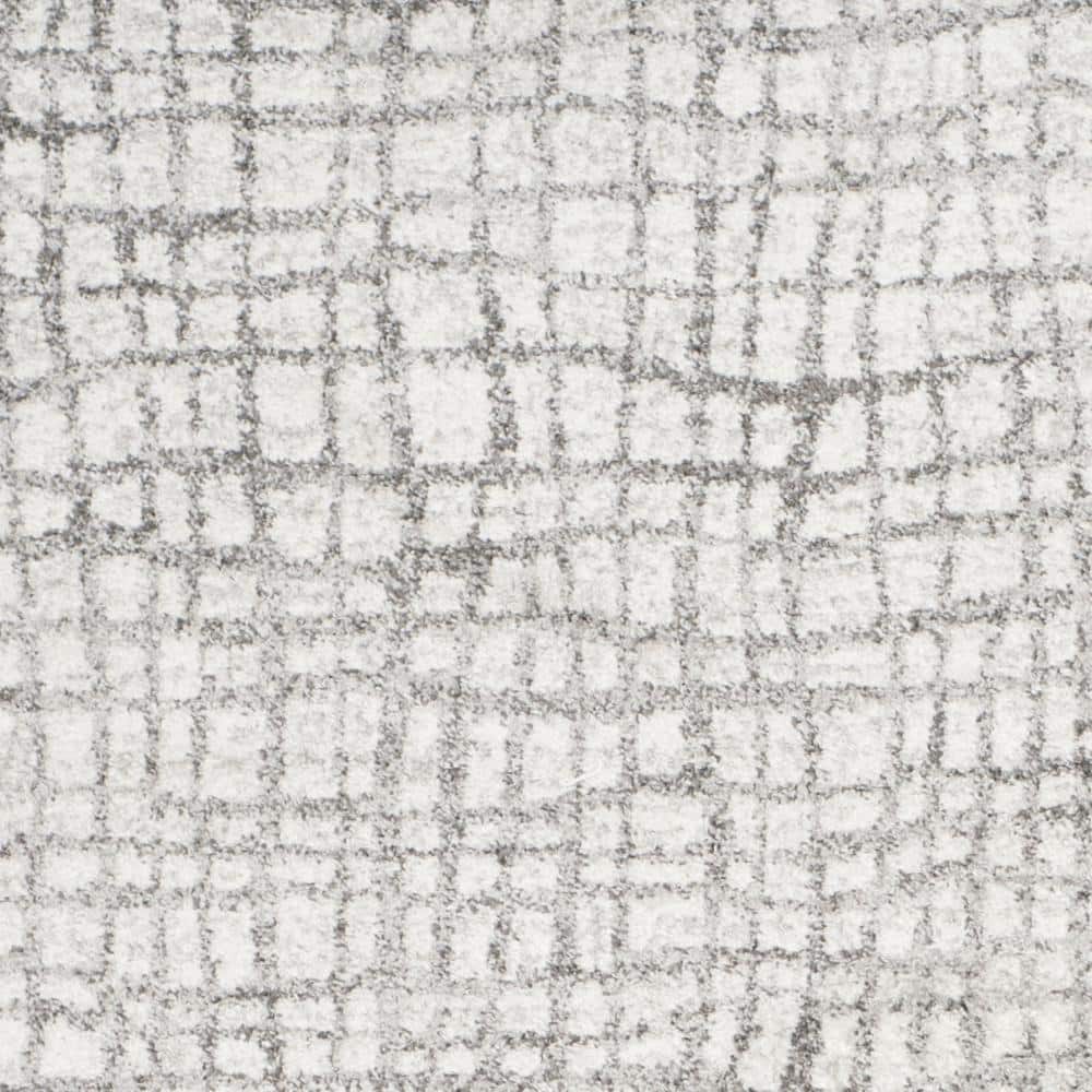 Ivory and Silver Rectangular Synthetic Area Rug, 6' x 9'