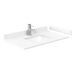 36 in. W x 22 in. D Cultured Marble Single Basin Vanity Top in White with White Basin