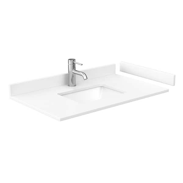 36 in. W x 22 in. D Cultured Marble Single Basin Vanity Top in White with White Basin