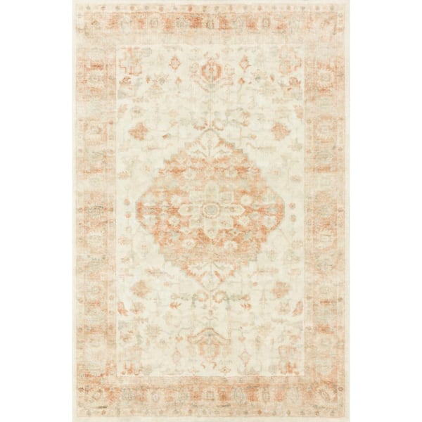 Rosette Ivory/Terracotta 2 ft. 2 in. x 3 ft. 8 in. Shabby-Chic Plush Cloud Pile Area Rug