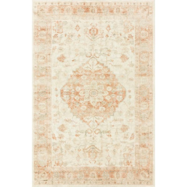 LOLOI II Rosette Ivory/Terracotta 5 ft. x 7 ft. 6 in. Shabby-Chic Plush Cloud Pile Area Rug