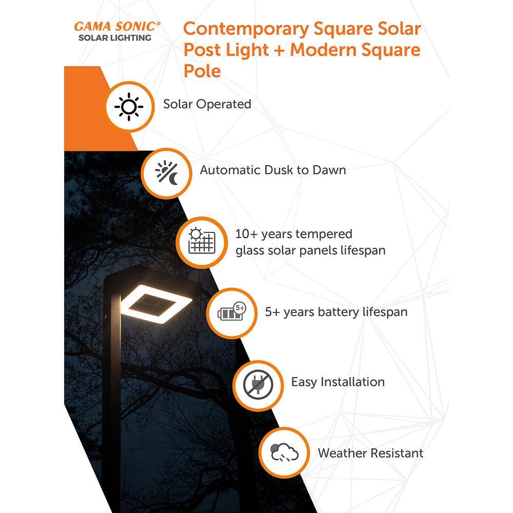 Black Aluminum Modern LED Solar Lamp Post Light