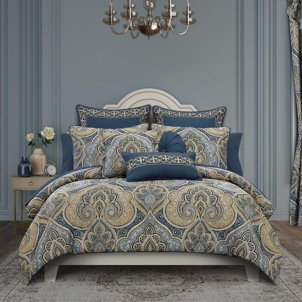 Messina Navy Polyester King/Cal King 3-Piece Comforter Set