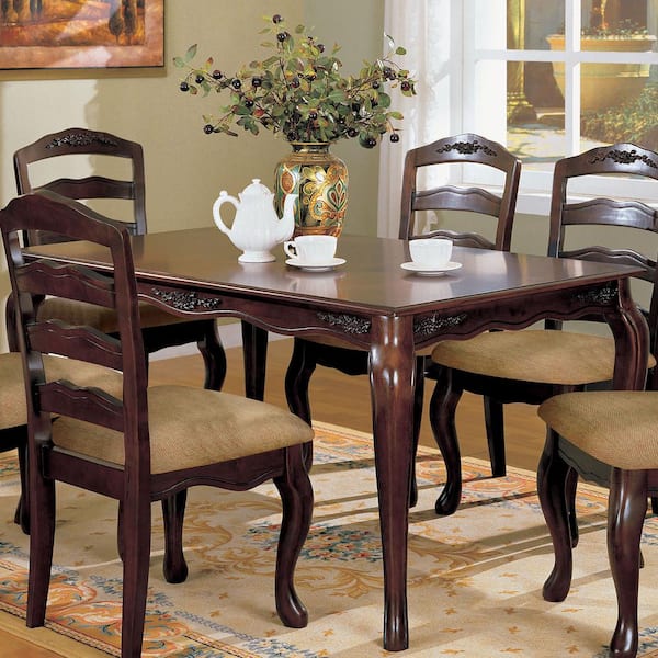 Vadis Transitional Dark Walnut Wood 60 in. 4 Legs Dining Table (Seats 6)