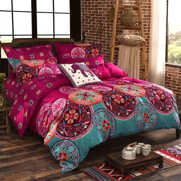 Wellco 2 Piece Multi-colored Microfiber Twin Comforter Set Printed Comforter with 1 Pillow Shams