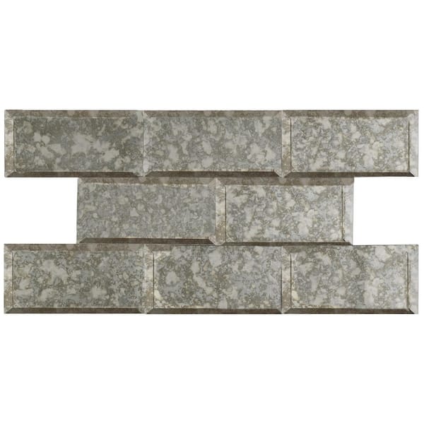 Merola Tile Lustre Beveled Antique Mirror 3 in. x 6 in. Glass Subway Wall Tile (10.95 sq. ft. / Case)