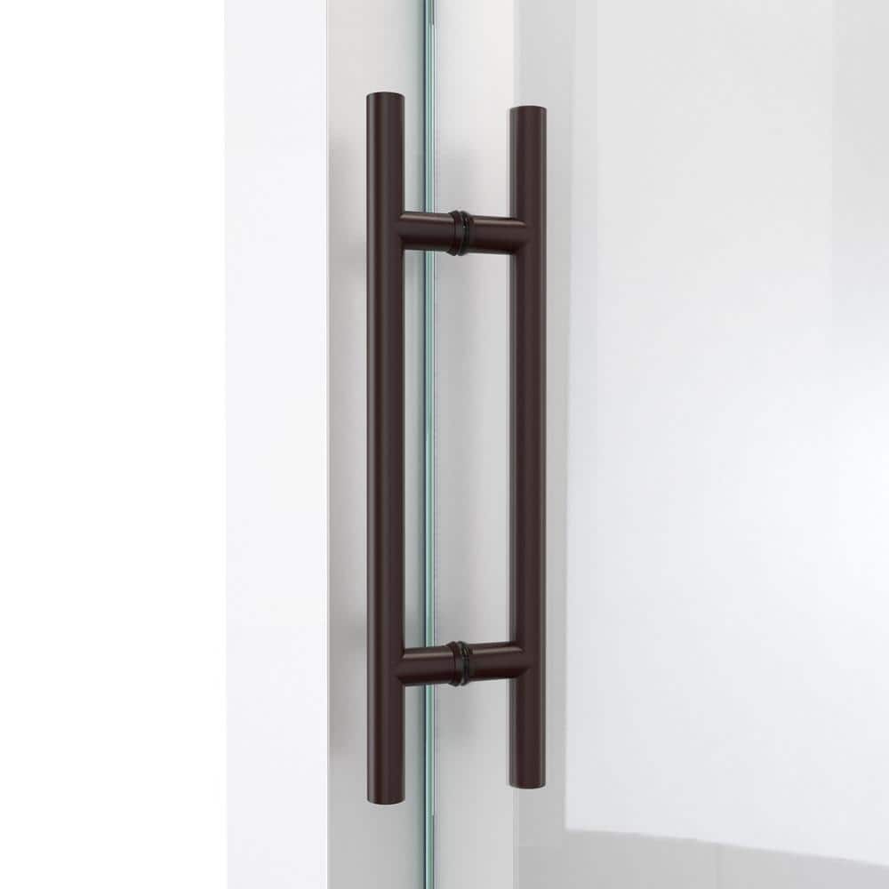 Oil Rubbed Bronze Frameless Sliding Shower Enclosure, 76" x 68.37"