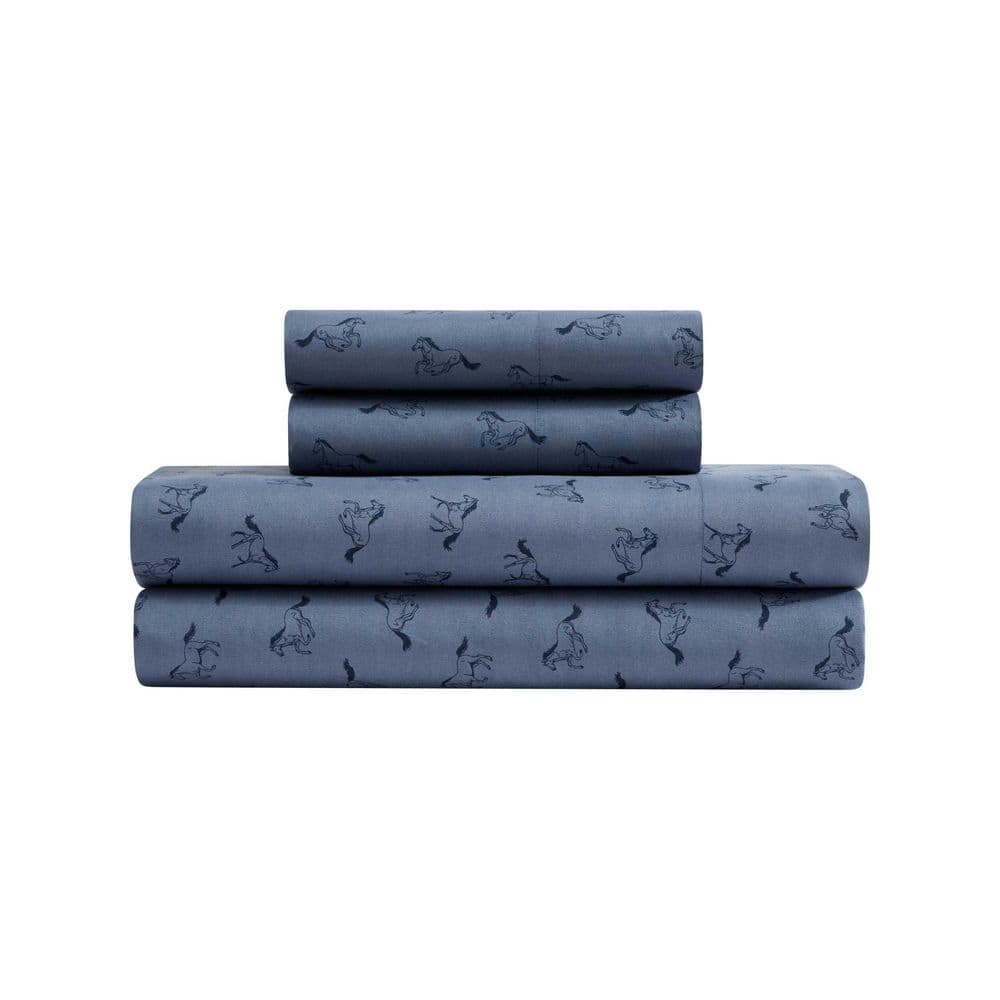 Wild Horses 4-Piece Distressed Denim Blue Microfiber Queen Sheet Set price history on PriceWatchPro