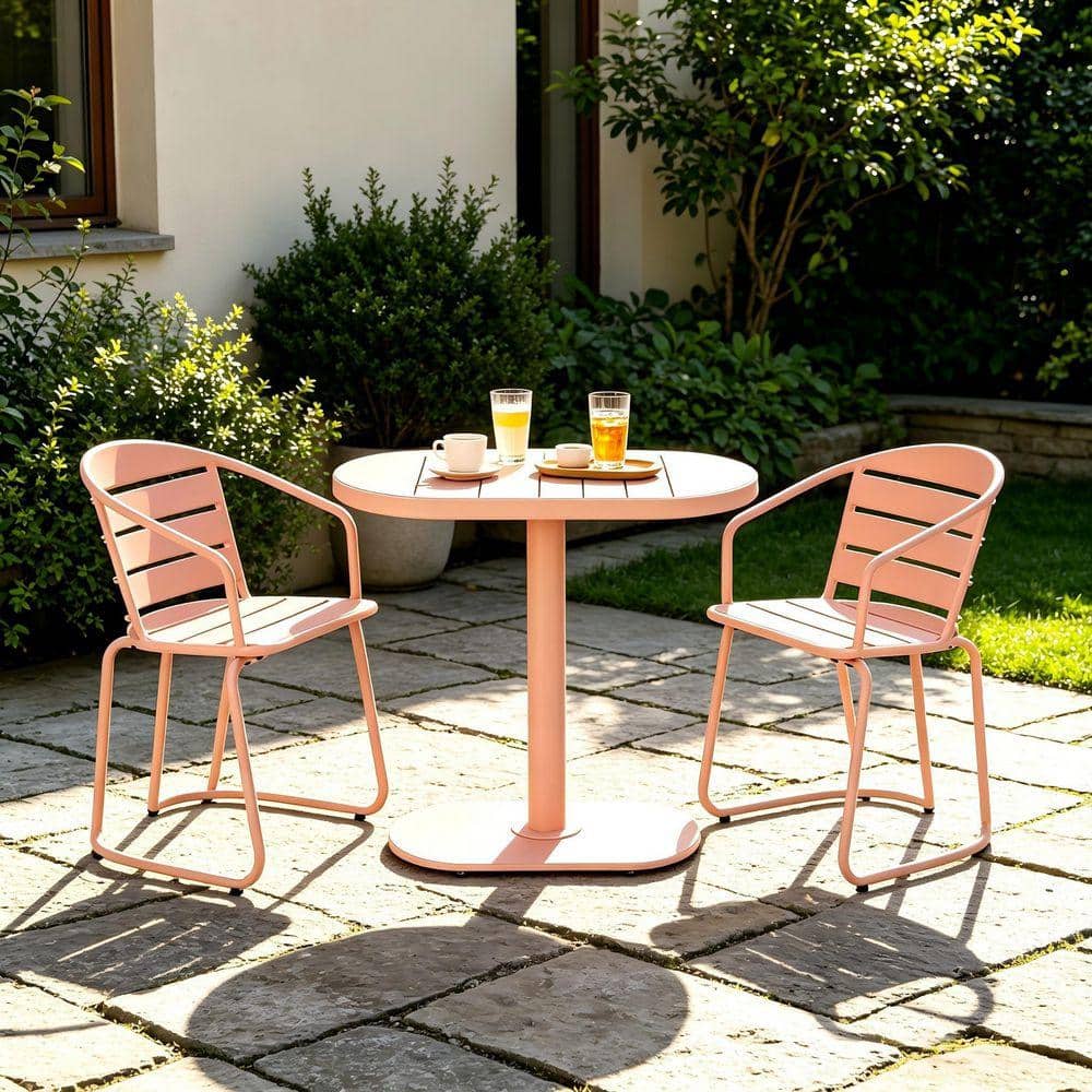 Pink 3-Piece Metal Outdoor Bistro Set BS-62015BCRL