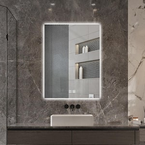24 in. W x 32 in. H Rectangular Frameless LED Light with 3 Color and Anti-Fog Wall Mounted Bathroom Vanity Mirror