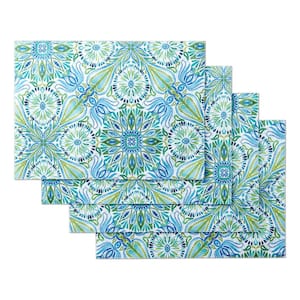Greencove 13 in. x 18 in. Green and Blue Polyester Placemat (Set of 4)