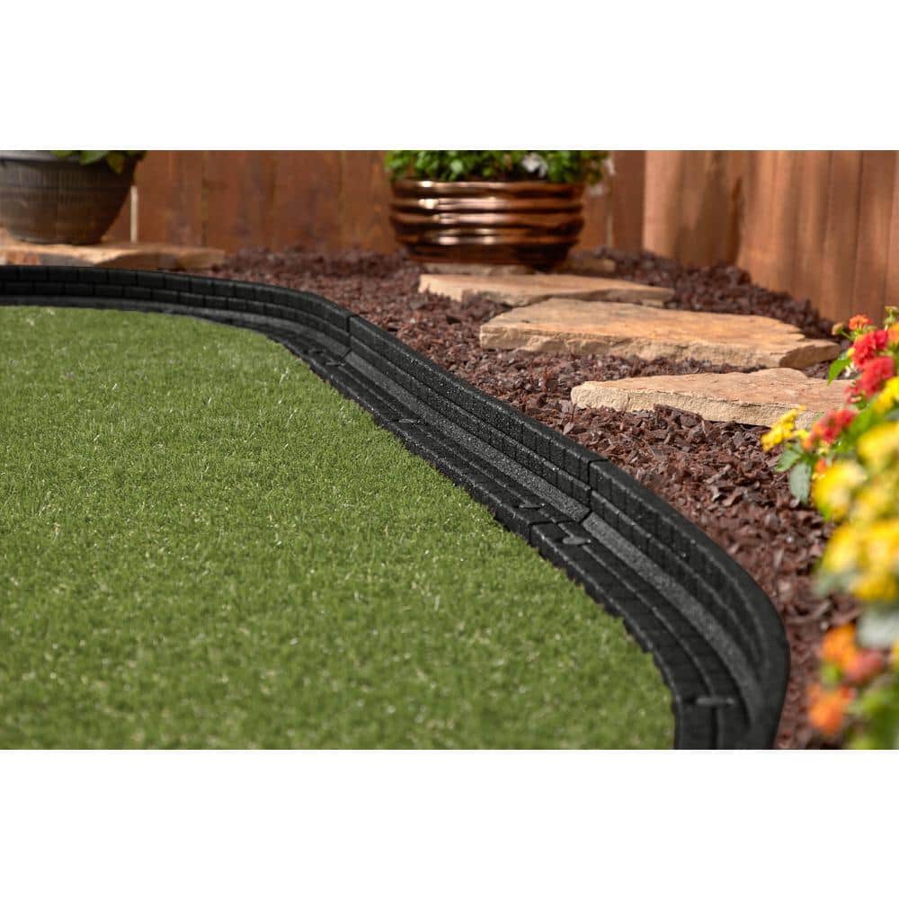 48-Pack Black Rubber Brickface Landscape Edging, 4' Sections
