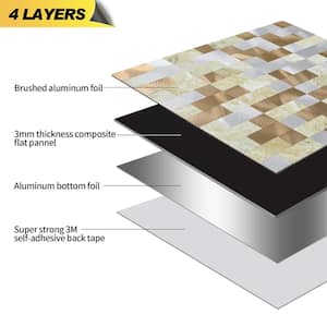 Mosaic Silver and Beige 12 in. x 12 in. Metal Peel and Stick Tile (5 sq. ft./5-Sheets)