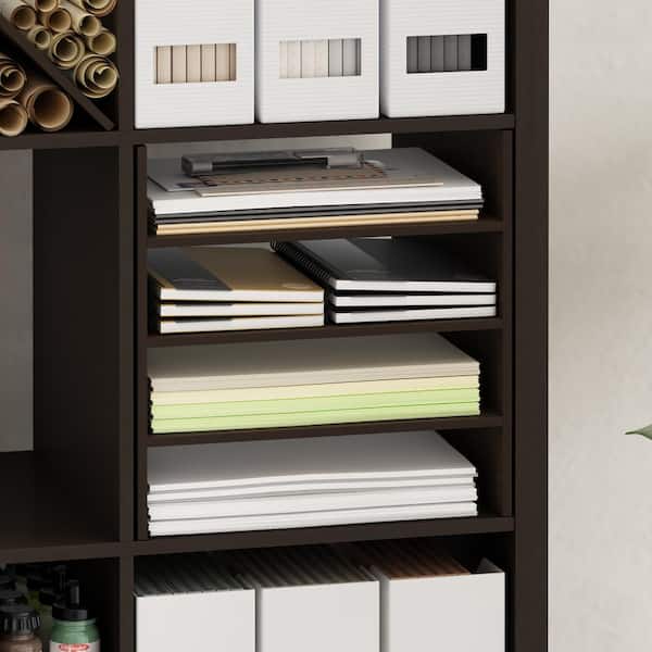 Furinno Cubicle 13.35 in. Tall Dark Oak Wood 3-Shelf Cube Bookcase