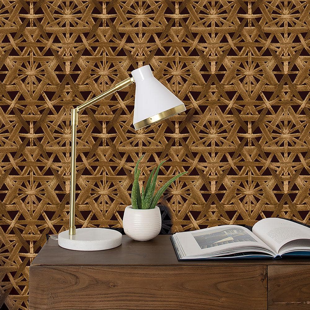 Pecan Rattan Lattice Peel and Stick Wallpaper
