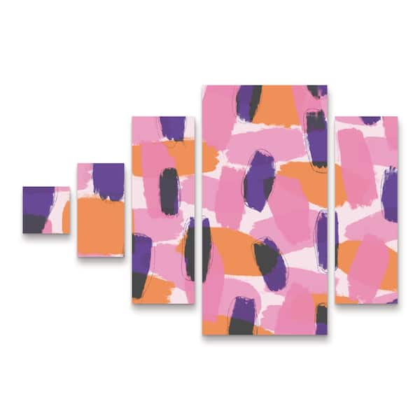 Trademark Fine Art Tree Child Layered Purple Strokes Pattern Multi Panel Unframed Photography Wall Art 32 in. x 44 in.