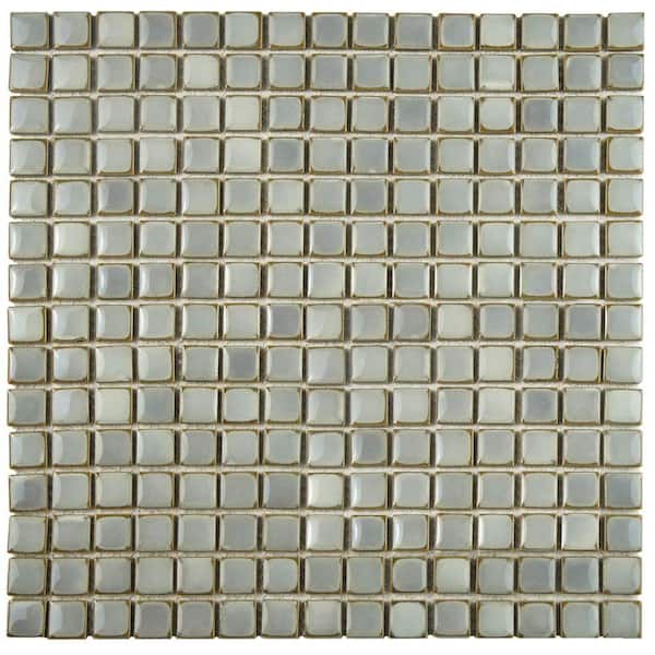 Hudson Edge Grey Eye 12 in. x 12 in. Porcelain Floor and Wall Mosaic Tile (10.6 sq. ft./Case)