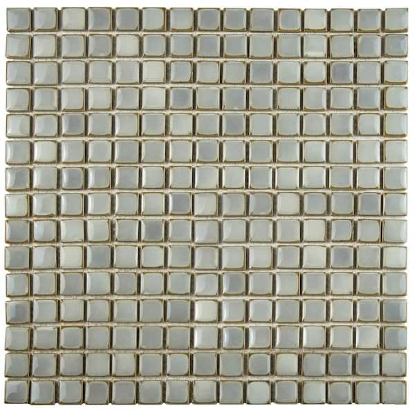 Merola Tile Hudson Edge Grey Eye 12-3/8 in. x 12-3/8 in. Porcelain Mosaic Tile (10.9 sq. ft./Case)