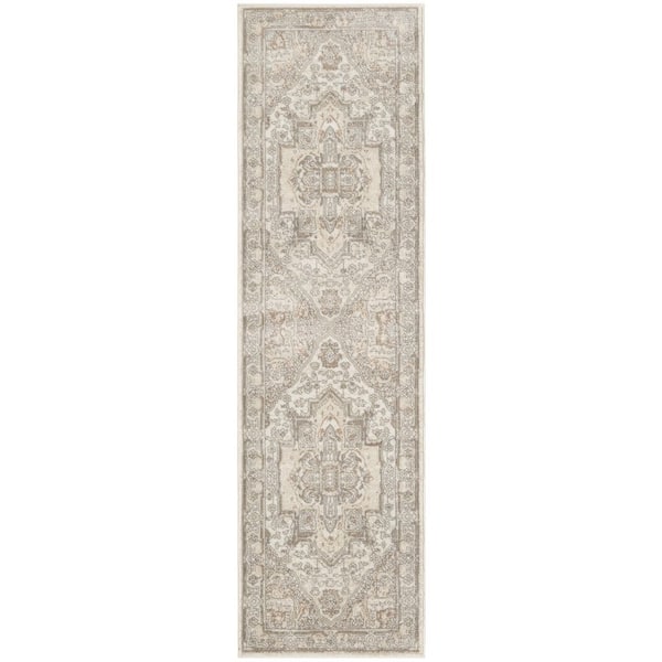 Nourison Concerto Beige 2 ft. x 10 ft. Center medallion Traditional Runner Area Rug