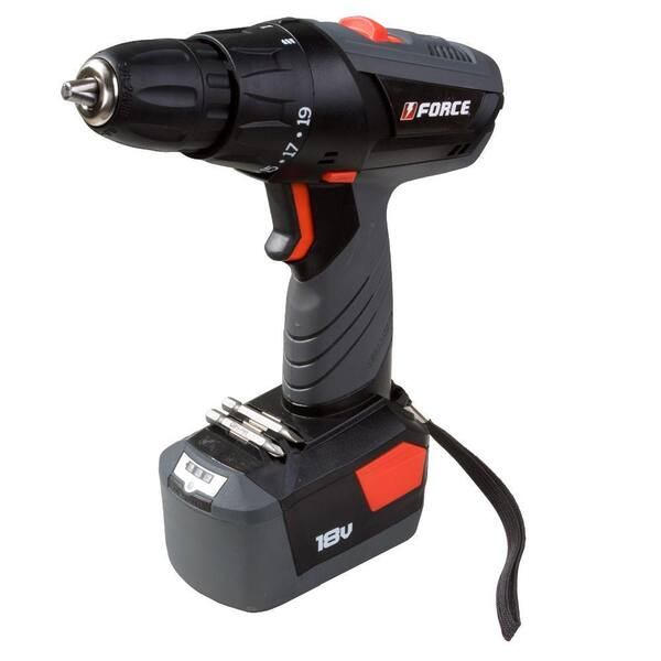 Force 18-Volt Cordless Drill with Single Battery