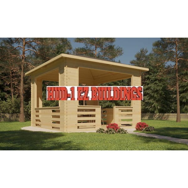 Hud-1 EZ Buildings Timba 11 ft. x 11 ft. Log Pavilion-Gazebo D.I.Y. Building Kit