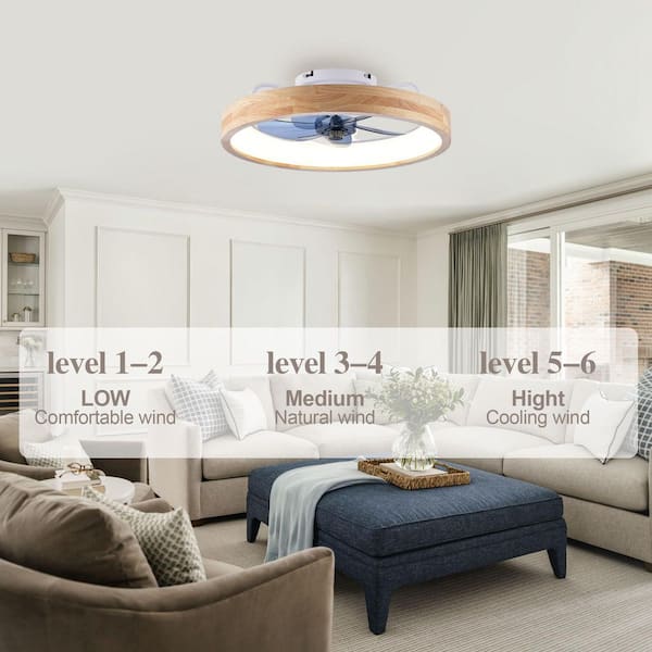 20 in. Matte White Standard Ceiling Fan with Light and Remote, Dimmable Flush Mount LED Fan Light for Living Room