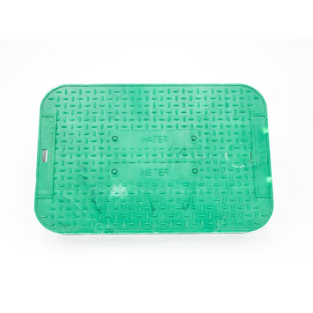 15 in. x 10 in. x 1.75 in. Square Meter/Valve Box Green Lid