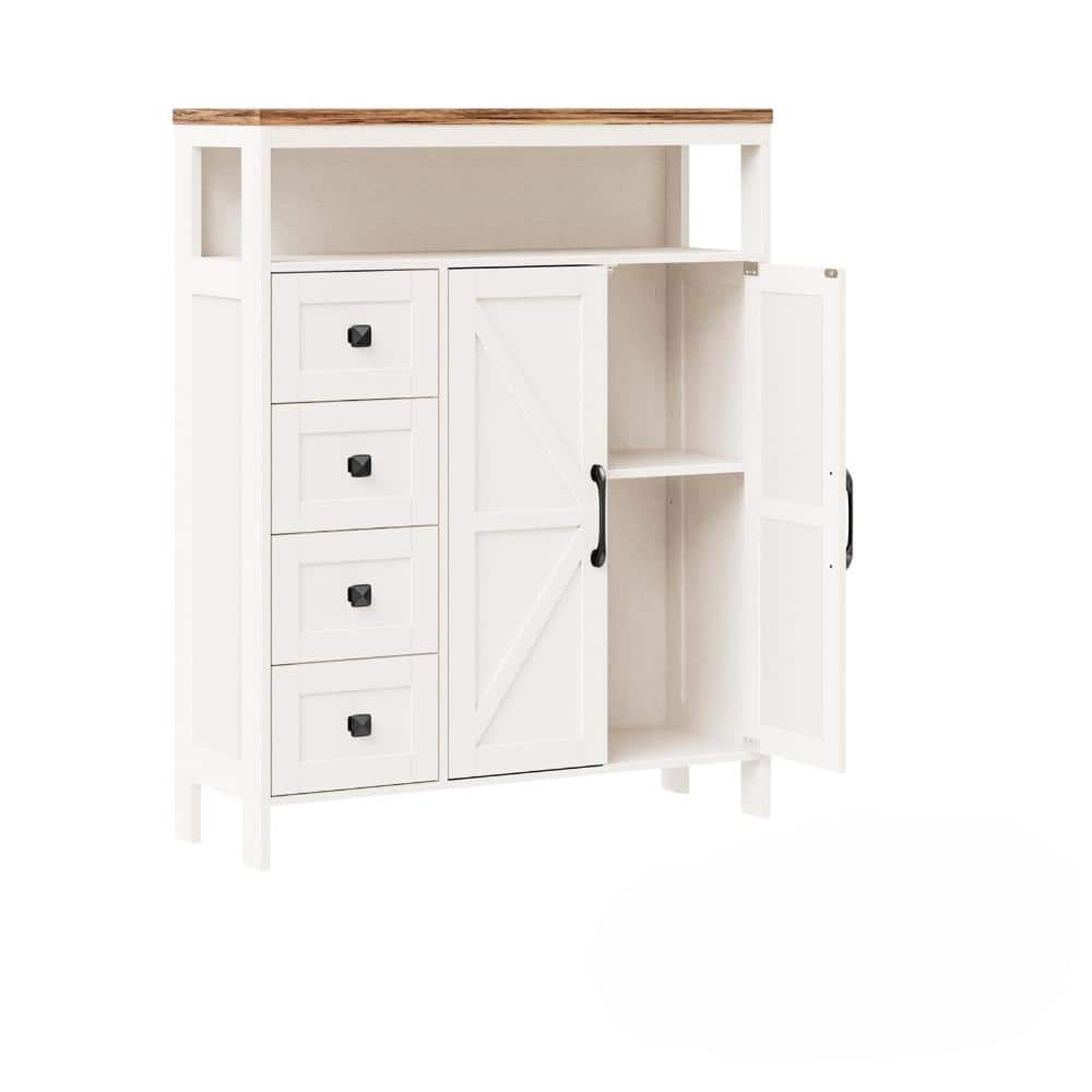 29.13 in. W x 39.27 in. H Rectangular Wood Medicine Cabinet without Mirror in White with 2 Doors and 4 Drawers price history on PriceWatchPro