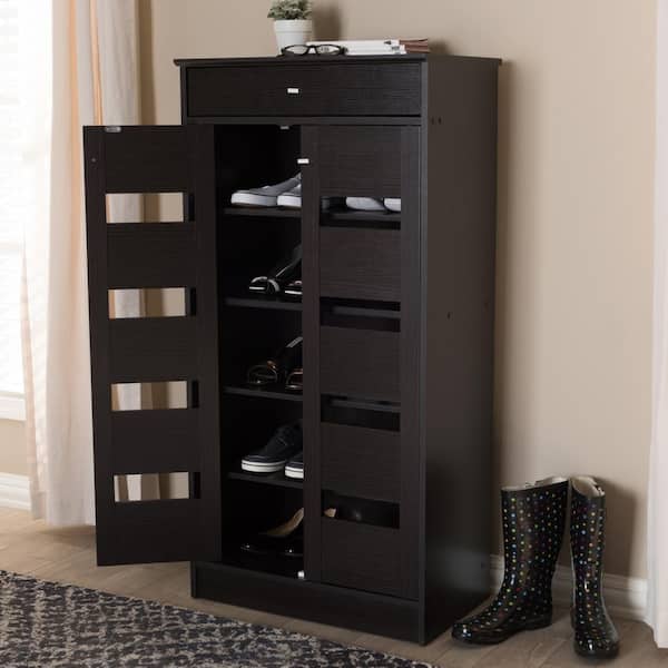 Modern Homes 41 in. H 5 Tier Storage for 15-Pairs of Shoes Black Steel and Plastic Shoe Rack