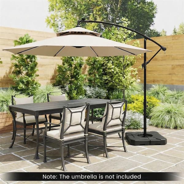 cantilever patio umbrella weighted base Costway 274 lbs. Cantilever Patio Umbrella Base with Handles, Weighted Base  for Outdoor in Black HCST12338