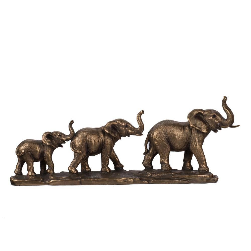 A & B Home Elephant Statue Copper Family 76885 - The Home Depot