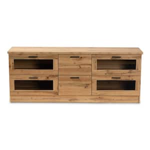 Adelino 63 in. Oak Brown and Black TV Stand Fits TV's up to 70 in.