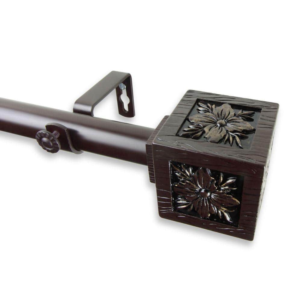 28 in. - 48 in. Telescoping 1 in. Single Curtain Rod Kit in Mahogany with Ophelia Finial price history on PriceWatchPro